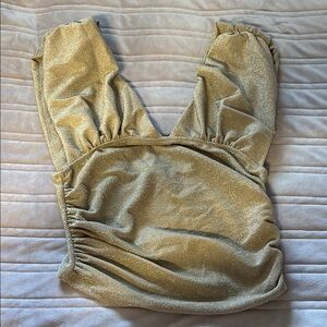 Fashion Nova Gold Shimmer Blouse